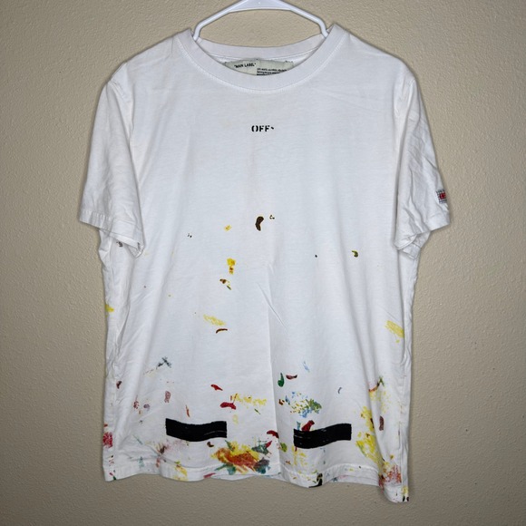 Off White Virgil Abloh 2013 Diagonol Spray Short Sleeve Unisex Large T-Shirt - Picture 2 of 8